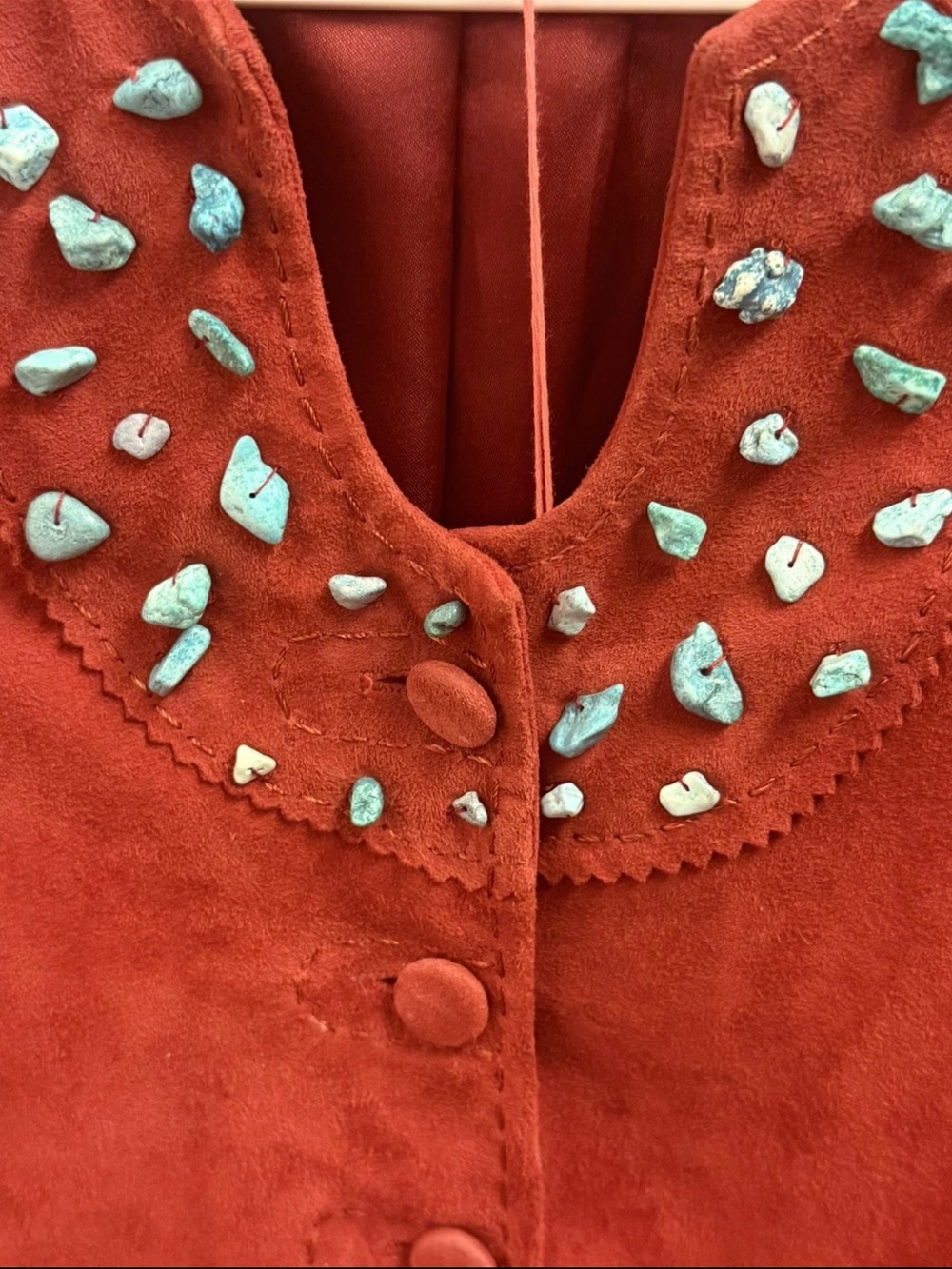 Double D Ranch Red Suede Button Front Jacket - Picture 3 of 5